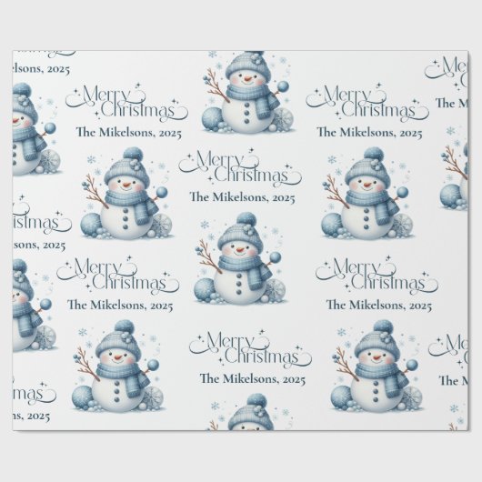 Papier Cadeau Noël rustique bleu cosy (Plat)