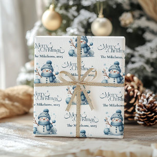 Papier Cadeau Noël rustique bleu cosy