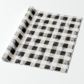 Papier Cadeau Noël rustique noir blanc argent (Déroulé)