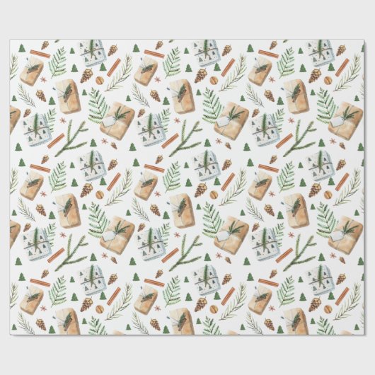 Papier Cadeau Noël rustique présente (Plat)