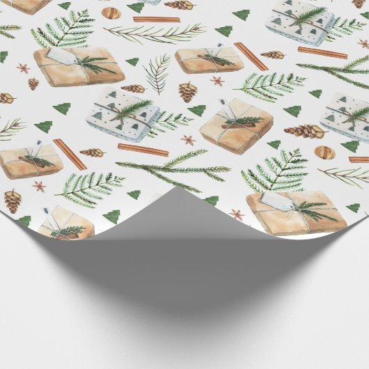 Papier Cadeau Noël rustique présente (Coin)