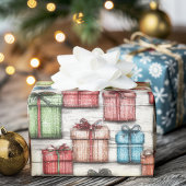 Papier Cadeau Noël rustique présente