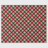 Papier Cadeau Noël rustique / Vacances Rouge & Tartan vert (Plat)
