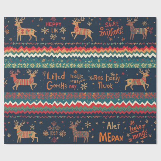 Papier Cadeau Noël Salutations motif Design (Plat)