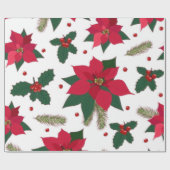 Papier Cadeau Noël sans soudure avec Poinsettia Cadeau (Plat)