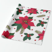 Papier Cadeau Noël sans soudure avec Poinsettia Cadeau (Déroulé)