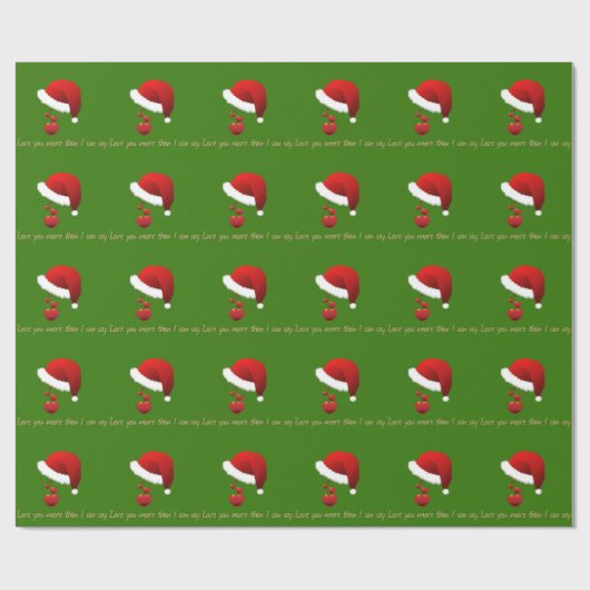 Papier Cadeau Noël Santa chapeau typographie script message d'am (Plat)