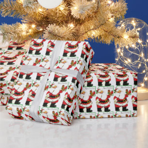 Papier Cadeau Noël Santa Claus Peinture Jouet Cheval Rétro