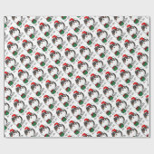 Papier Cadeau Noël Santa Hat Pomeranian (tri-couleur) mignonne (Plat)