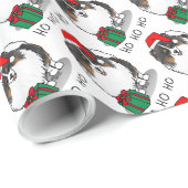 Papier Cadeau Noël Santa Hat Pomeranian (tri-couleur) mignonne (Coin rond)