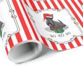 Papier Cadeau Noël Santa Hat Scottish Terrier (noir) mignonne (Coin rond)