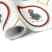 Papier Cadeau Noël Santa Hat Scottish Terrier (noir) mignonne (Coin rond)