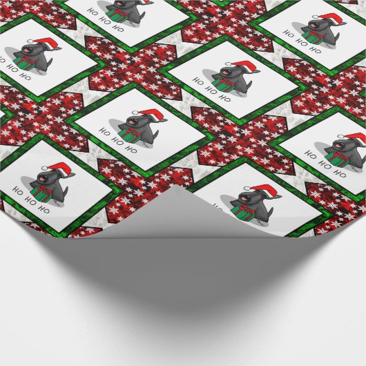 Papier Cadeau Noël Santa Hat Scottish Terrier (noir) mignonne (Coin)