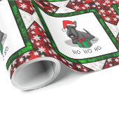 Papier Cadeau Noël Santa Hat Scottish Terrier (noir) mignonne (Coin rond)