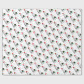 Papier Cadeau Noël Santa Hat Sibérien Husky (argent) mignonne (Plat)