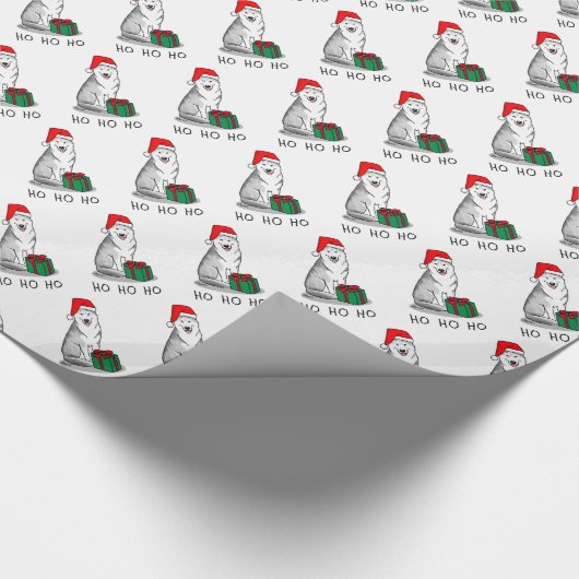 Papier Cadeau Noël Santa Hat Sibérien Husky (argent) mignonne (Coin)