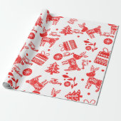 Papier Cadeau Noël scandinave Fête rouge et blanche (Déroulé)