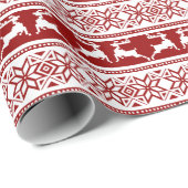Papier Cadeau Noël scandinave renne (Coin rond)
