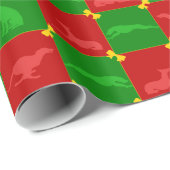 Papier Cadeau Noël Sighthounds rouge/vert (Coin rond)