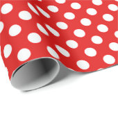 Papier Cadeau Noël simple Pois rouge et blanc (Coin rond)