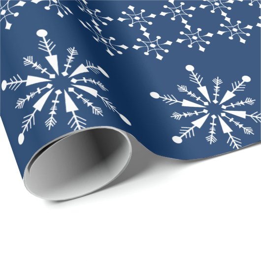 Papier Cadeau Noël Snowflakes motif coutume arrière - plan 2 (Coin rond)