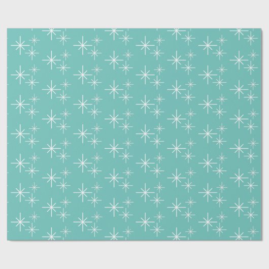Papier Cadeau Noël Snowflakes Motif Turquoise vert (Plat)
