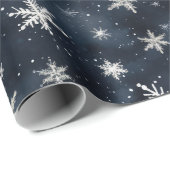 Papier Cadeau Noël Snowflakes Night Sky (Coin rond)