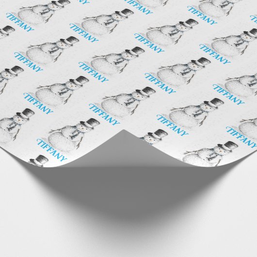 Papier Cadeau Noël Snowman Fêtes Personnalisé (Coin)