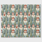 Papier Cadeau Noël Snowman mignon et cosy (Plat)