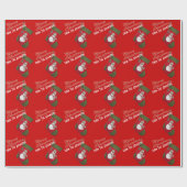 Papier Cadeau Noël Snowman mignon Stocking Rouge Personnalisé (Plat)