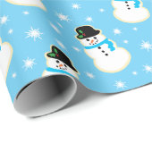 Papier Cadeau Noël Snowman Motif de cookies (Coin rond)