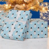 Papier Cadeau Noël Snowman motif en bleu clair