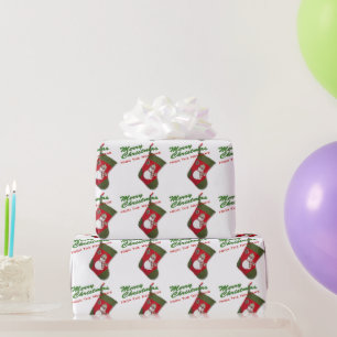 Papier Cadeau Noël Snowman Stocker Sur Blanc Personnalisé