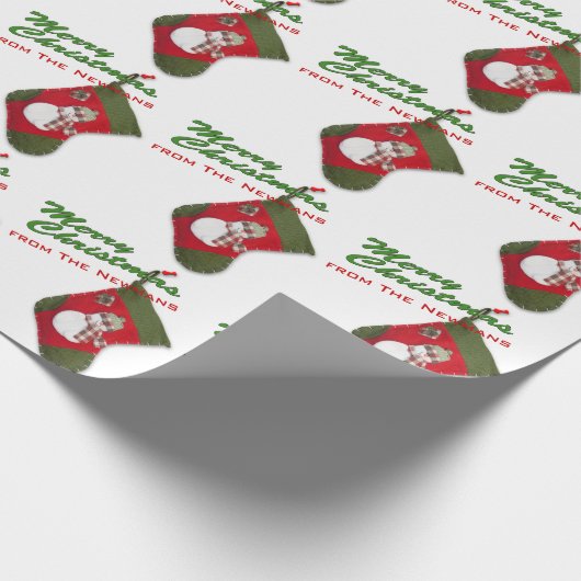 Papier Cadeau Noël Snowman Stocker Sur Blanc Personnalisé (Coin)