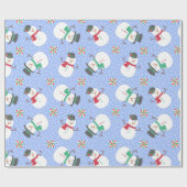 Papier Cadeau Noël Snowman Winter Blue (Plat)
