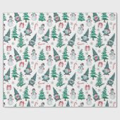 Papier Cadeau Noël Snowmen Gnomes Sucres de canne cadeaux (Plat)