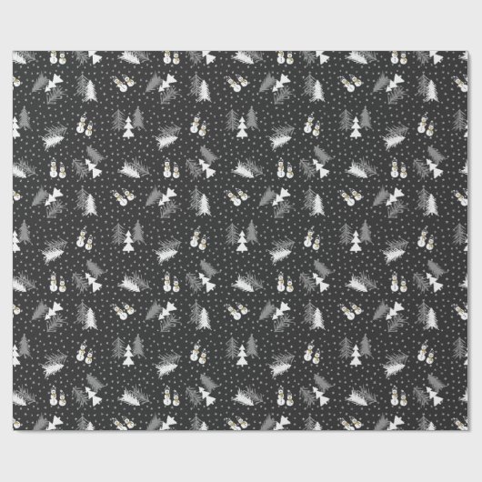 Papier Cadeau Noël - Snowmen & Trees - Papier à enveloppement no (Plat)