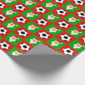 Papier Cadeau Noël Soccer Balls & Santa Clause Rouge & Vert (Coin)
