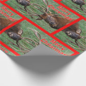 Papier Cadeau Noël Sparring drôle d'élans de Taureau Joyeux (Coin)