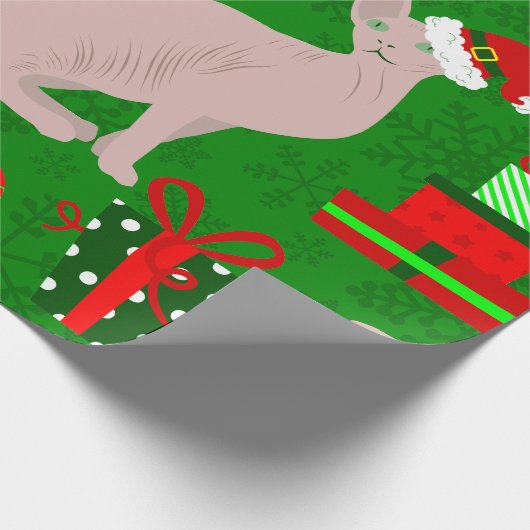 Papier Cadeau Noël sphynx chat père Noël sphinx (Coin)