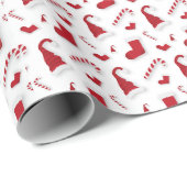 Papier Cadeau Noël Stocker Sucre de canne de chapeau de Noël (Coin rond)