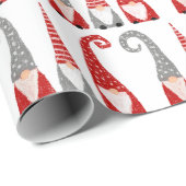 Papier Cadeau Noël Suédois Gnomes main tiré Motif (Coin rond)