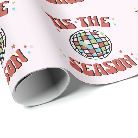 Papier Cadeau Noël Super rétro disco coloré (Coin rond)