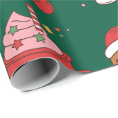 Papier Cadeau Noël Super rose moderne (Coin rond)