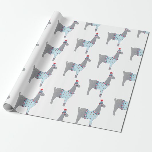 Papier Cadeau Noël sur le thème du lama (Déroulé)