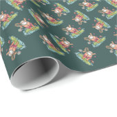 Papier Cadeau Noël surfant de Père Noël (Coin rond)