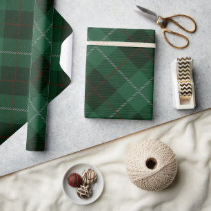 Papier Cadeau Noël Tartan Plaid Vert et Rouge