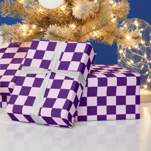 Papier Cadeau Noël Tartan Plaid Violet Rétro