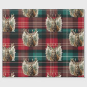 Papier Cadeau Noël Tartan Reindeer (Plat)