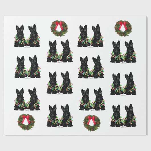 Papier Cadeau Noël Terrier Écossais (Plat)